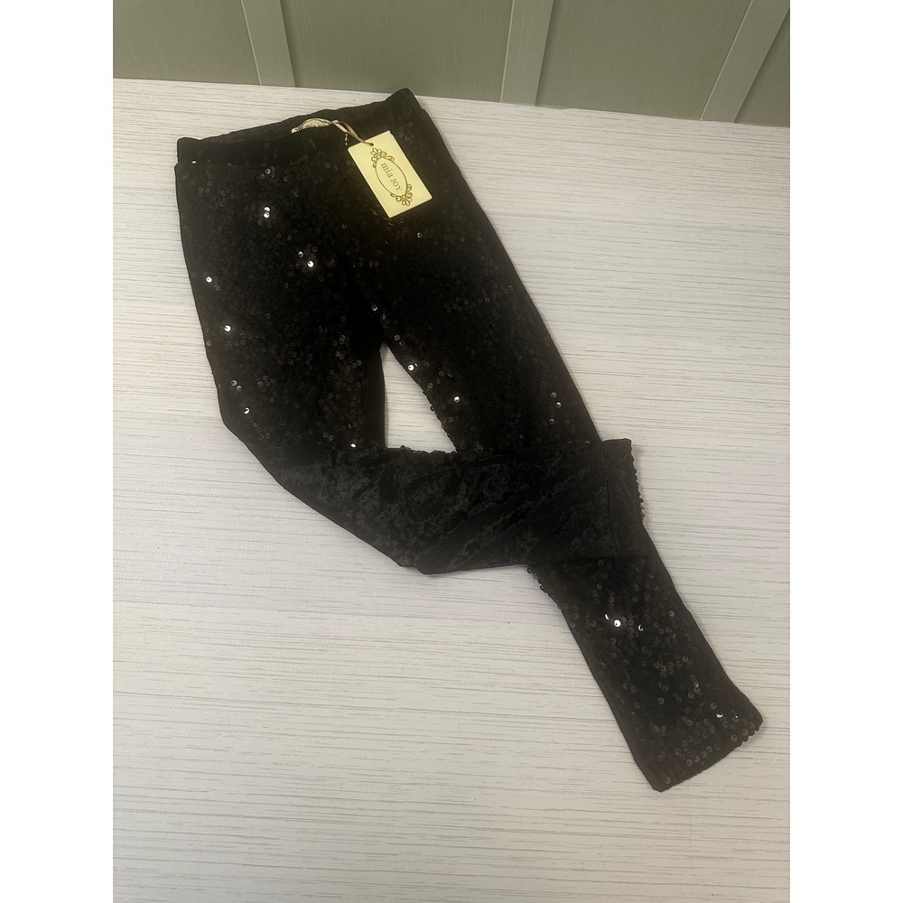 *NEW* Joyfolie Juno Legging Black Crushed Velvet Sequin Girls Size 7 NWT Mia Joy
